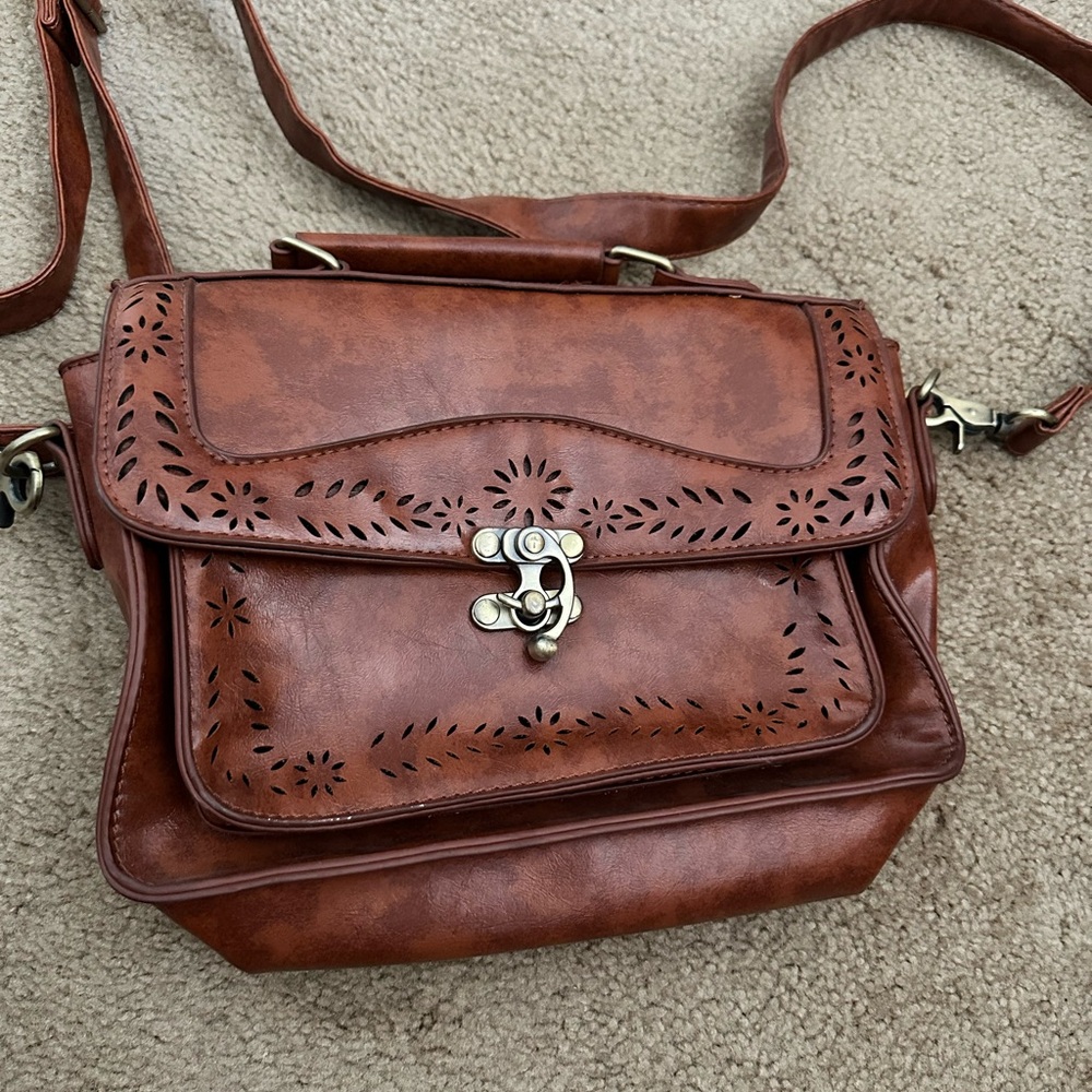Vintage Brown Leather Crossbody Bag